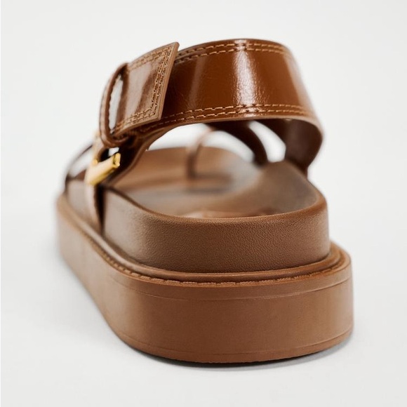 Zara Cross Strap Flat Sandals US 6.5 - Picture 7 of 8